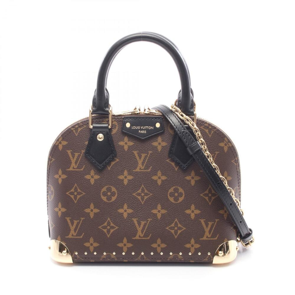 Louis Vuitton Alma Trunk Monogram Handbag Canvas Leather Brown Black
